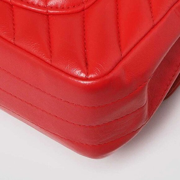 Chanel Red Chevron Quilted Lambskin Leather Classic Rectangular Mini Flap Bag - Picture 10 of 10